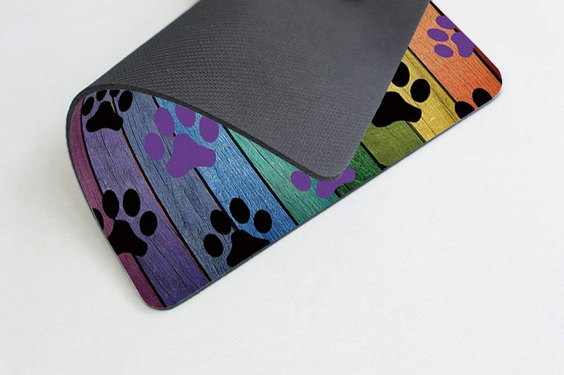 Smooffly Mousepad Rustic Rainbow Woodgrain Black and Purple Dog Paw Personality Desings Gaming Mouse Pad 9.5 X 7.9 Inch (240mmX200mmX3mm) - Image 5